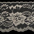 Close-up of lace fabric with floral pattern on a dark background