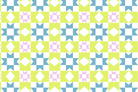 Colorful geometric pattern with stars and squares on a green background